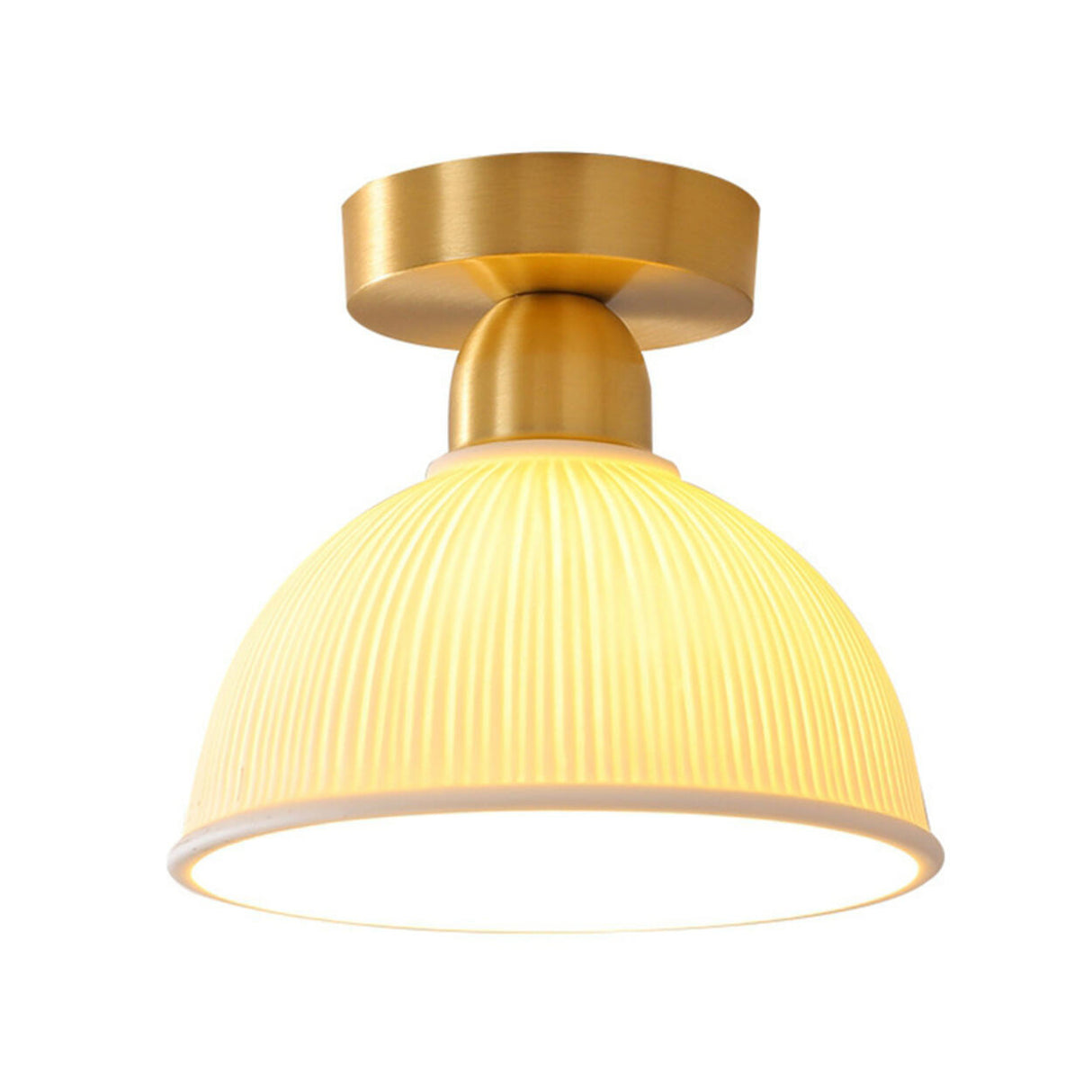 Hallway Semicircle Gold Semi-Flush Mount Ceiling Light Image - 9