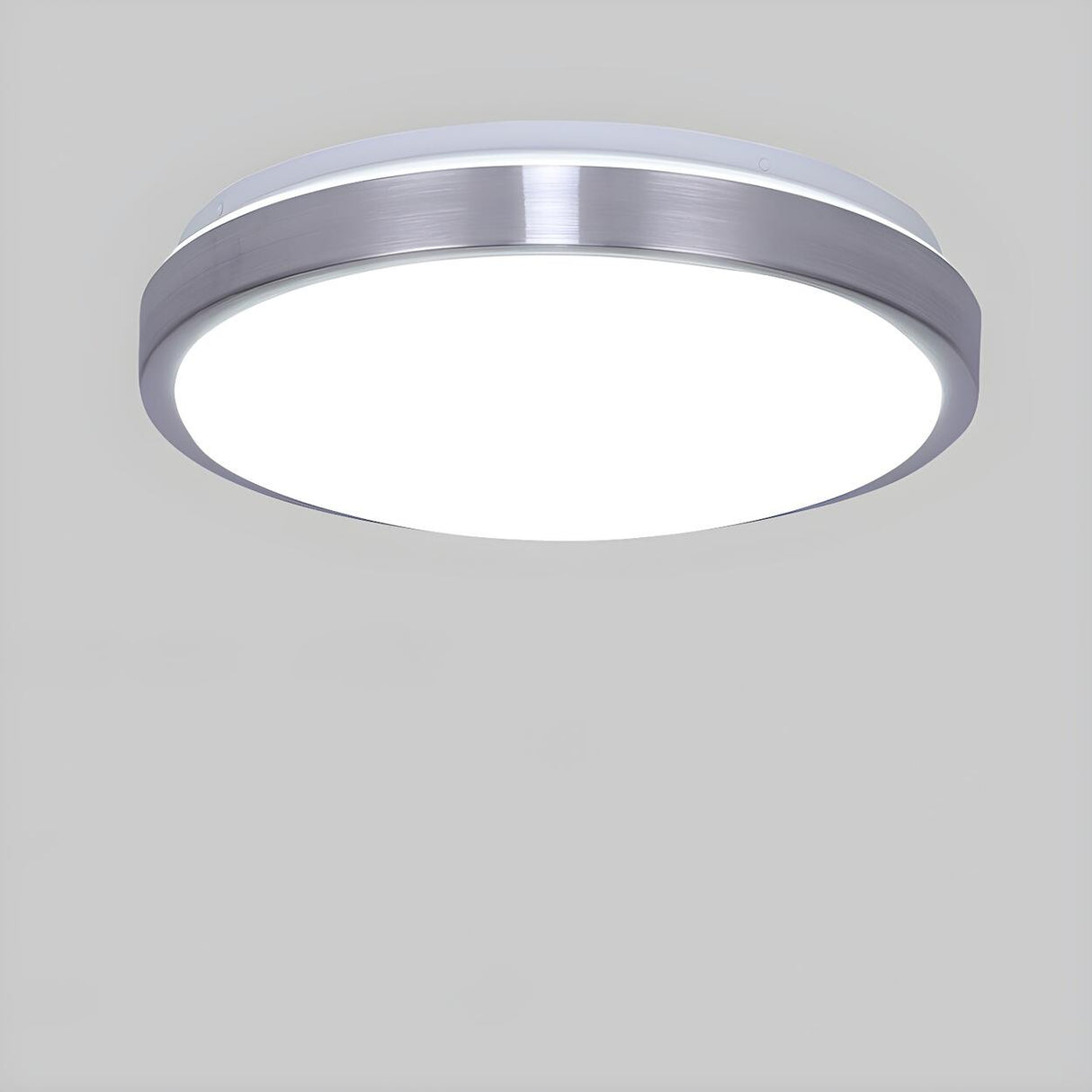 Hallway Silver Round LED Flush Mount Ceiling Light Image - 2