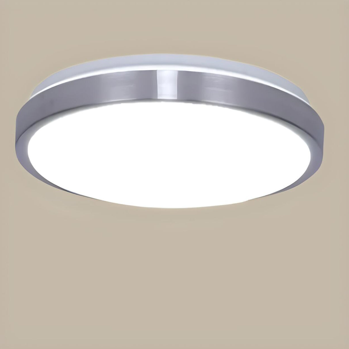 Hallway Silver Round LED Flush Mount Ceiling Light Image - 8