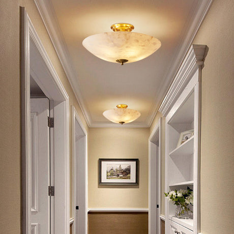 Hallway Stone Bowl Golden Semi-Flush Ceiling Light  Image - 1