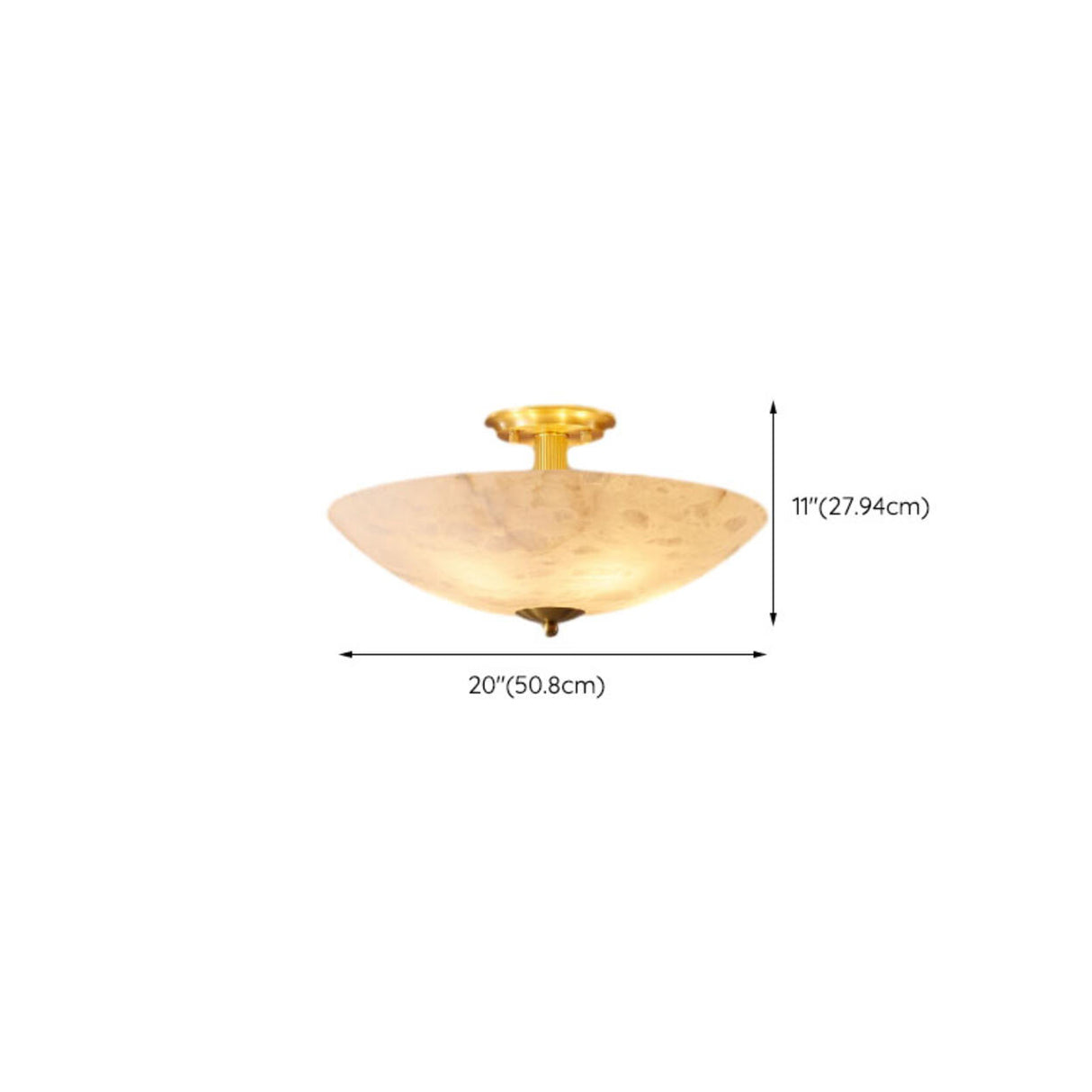 Hallway Stone Bowl Golden Semi-Flush Ceiling Light  Image - 12