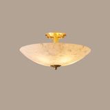 Hallway Stone Bowl Golden Semi-Flush Ceiling Light  Image - 2