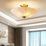 Hallway Stone Bowl Golden Semi-Flush Ceiling Light  Image - 3