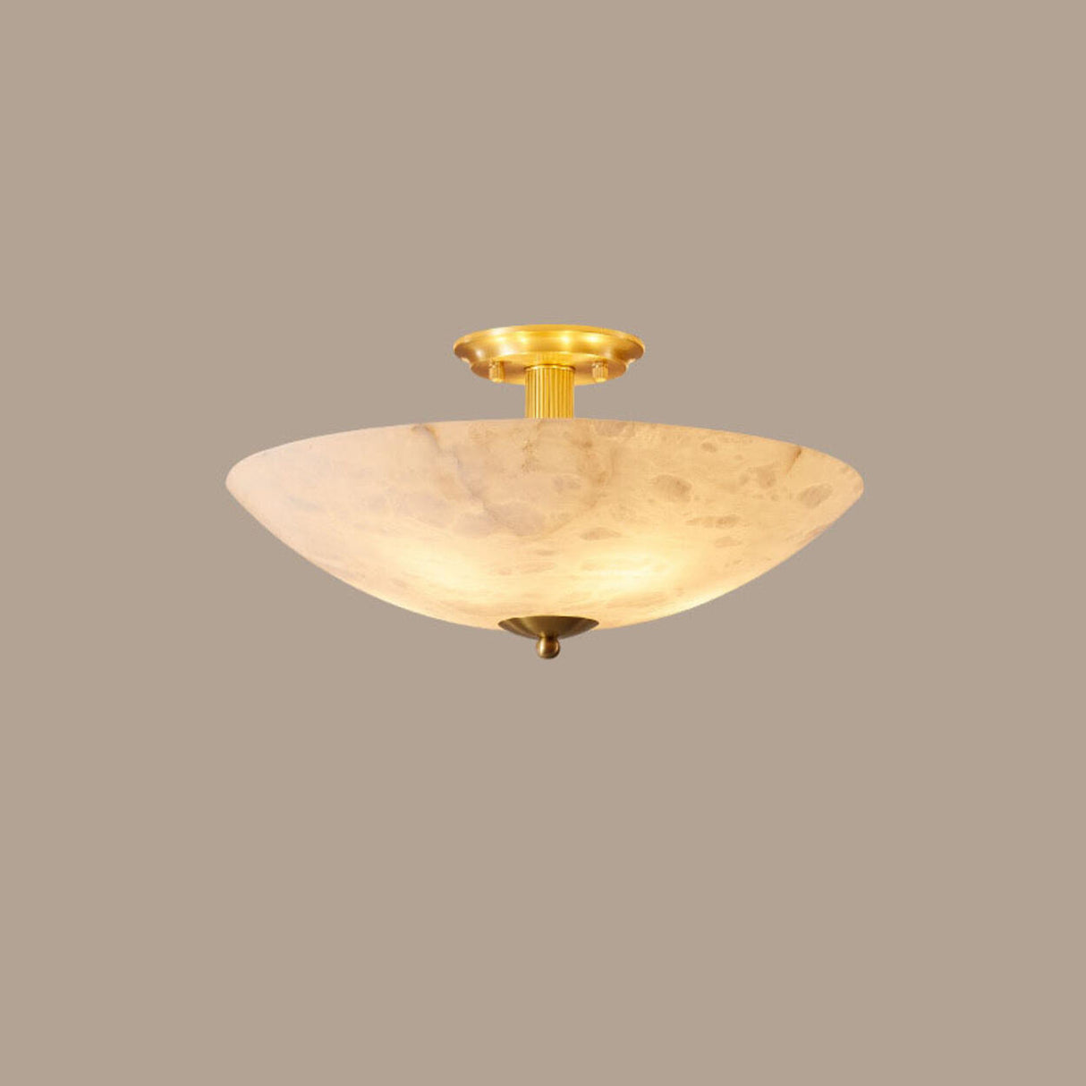 Hallway Stone Bowl Golden Semi-Flush Ceiling Light  Image - 4