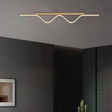 Hallway Stylish Gold Arc Linear LED Flush Mount Light Image - 2