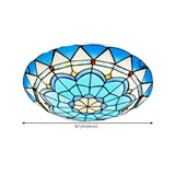 Hallway Tiffany Blue Bowl-Shaped LED Flush Mount Light Image - 10