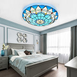 Hallway Tiffany Blue Bowl-Shaped LED Flush Mount Light Image - 2