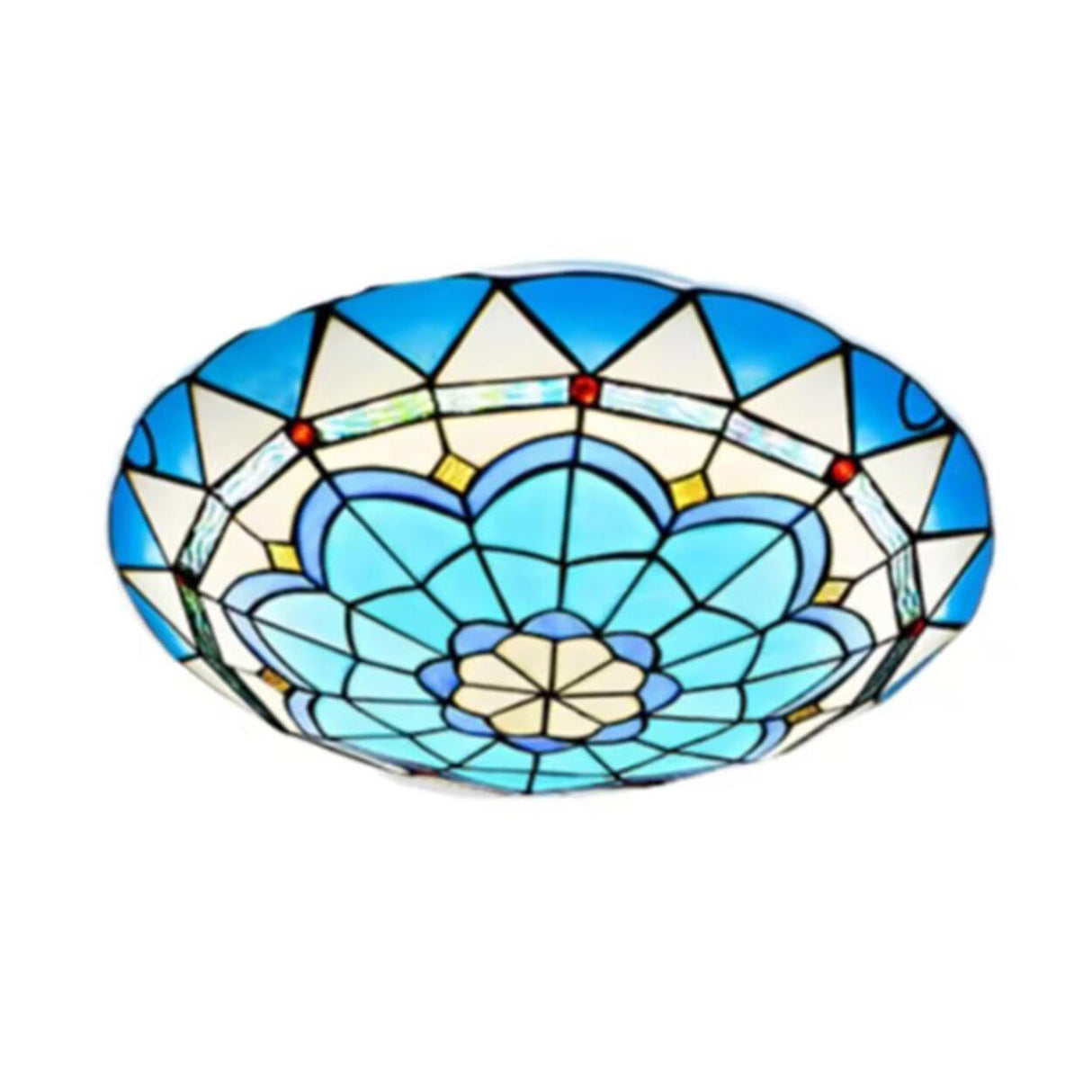 Hallway Tiffany Blue Bowl-Shaped LED Flush Mount Light Image - 5