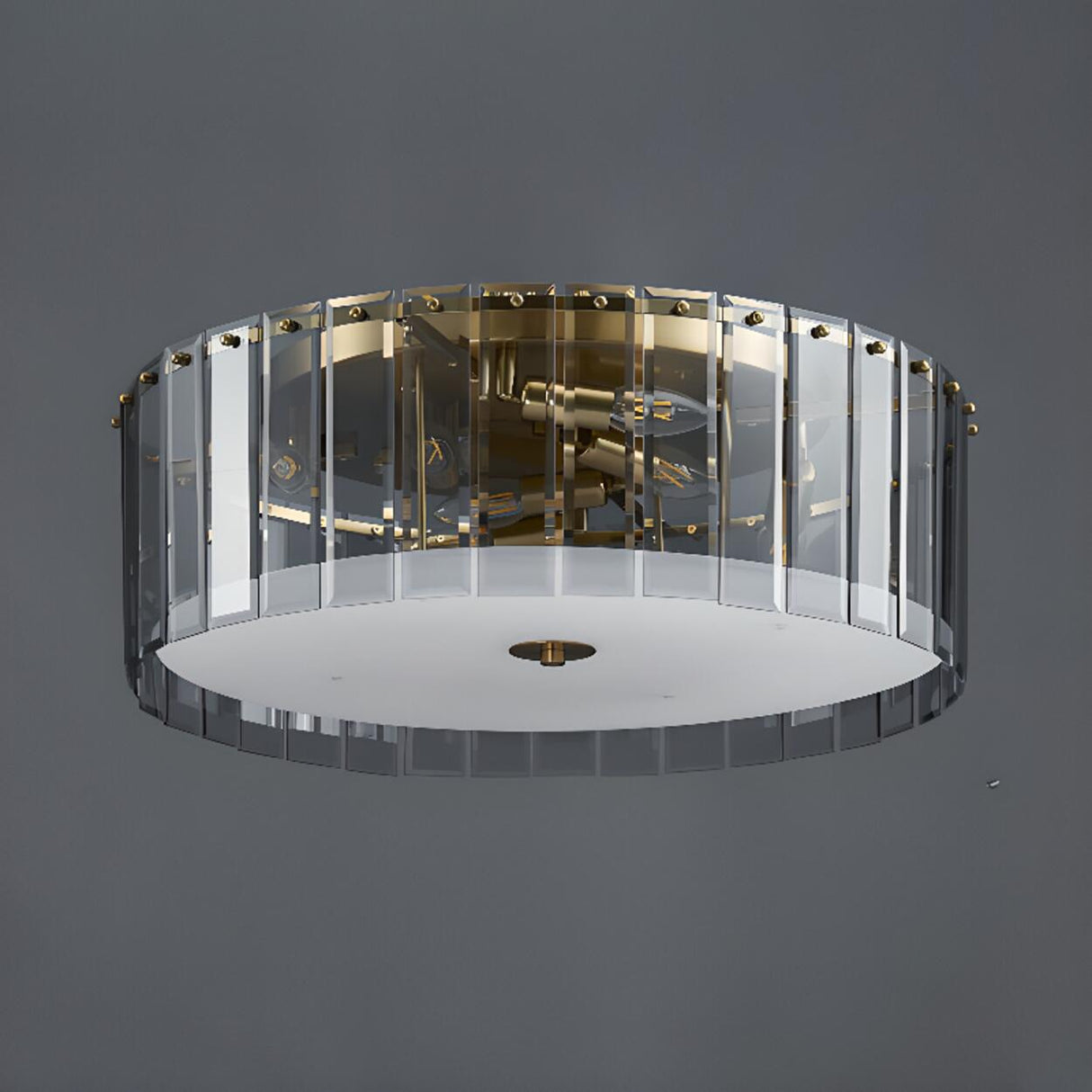 Hallway Trendy Cylinder Glass Flush Mount Ceiling Light Image - 4