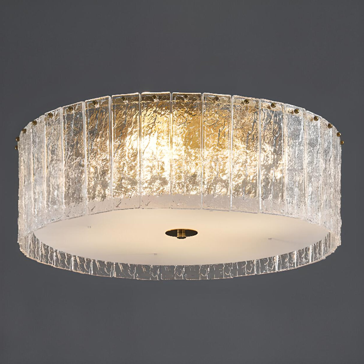 Hallway Trendy Cylinder Glass Flush Mount Ceiling Light Image - 7