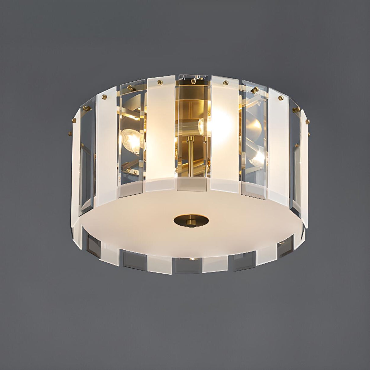 Hallway Trendy Cylinder Glass Flush Mount Ceiling Light Image - 8