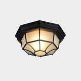 Hallway Vintage Black Metal Flush Mount Ceiling Lamp Image - 6