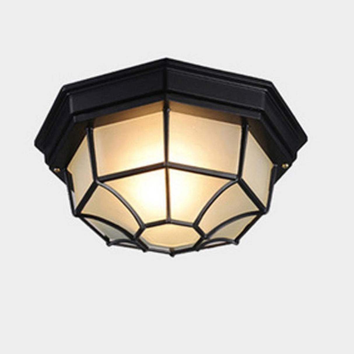 Hallway Vintage Black Metal Flush Mount Ceiling Lamp Image - 7