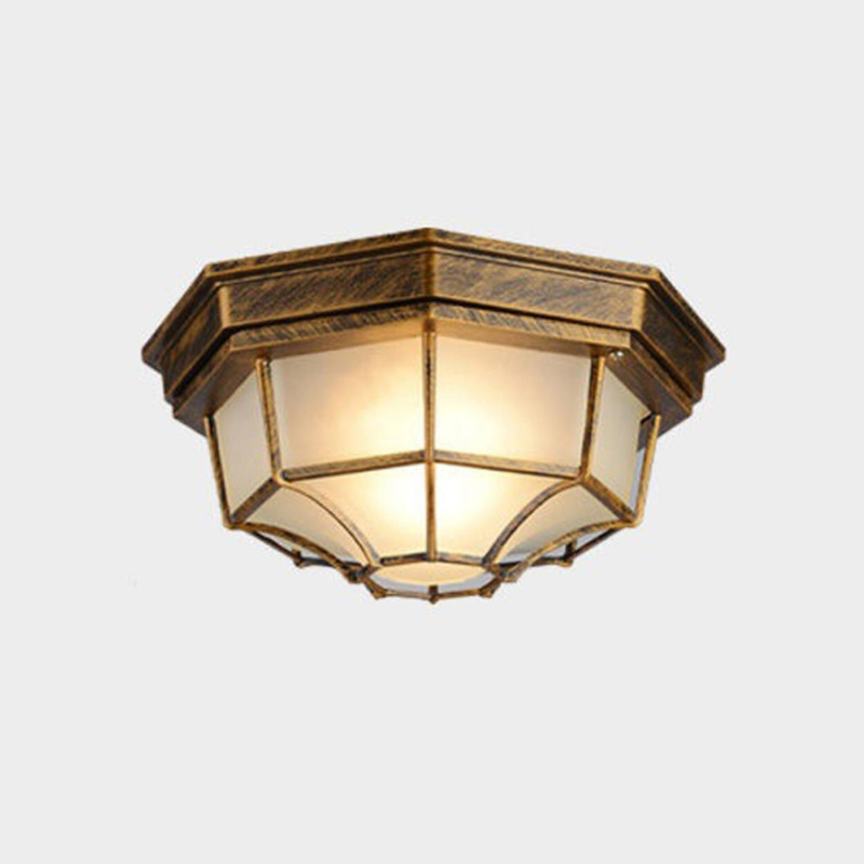 Hallway Vintage Black Metal Flush Mount Ceiling Lamp Image - 8