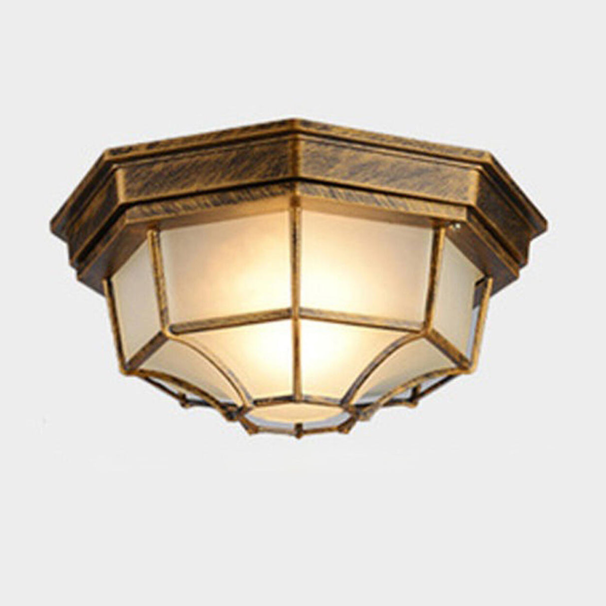 Hallway Vintage Black Metal Flush Mount Ceiling Lamp Image - 9