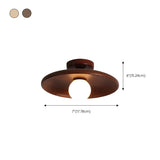 Hallway Walnut Solid Wood Semi-Flush Mount Ceiling Lamp #size