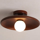 Hallway Walnut Solid Wood Semi-Flush Mount Ceiling Lamp Image - 3