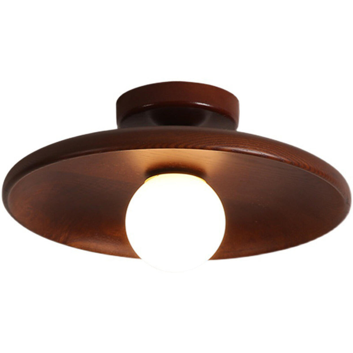 Hallway Walnut Solid Wood Semi-Flush Mount Ceiling Lamp Image - 7