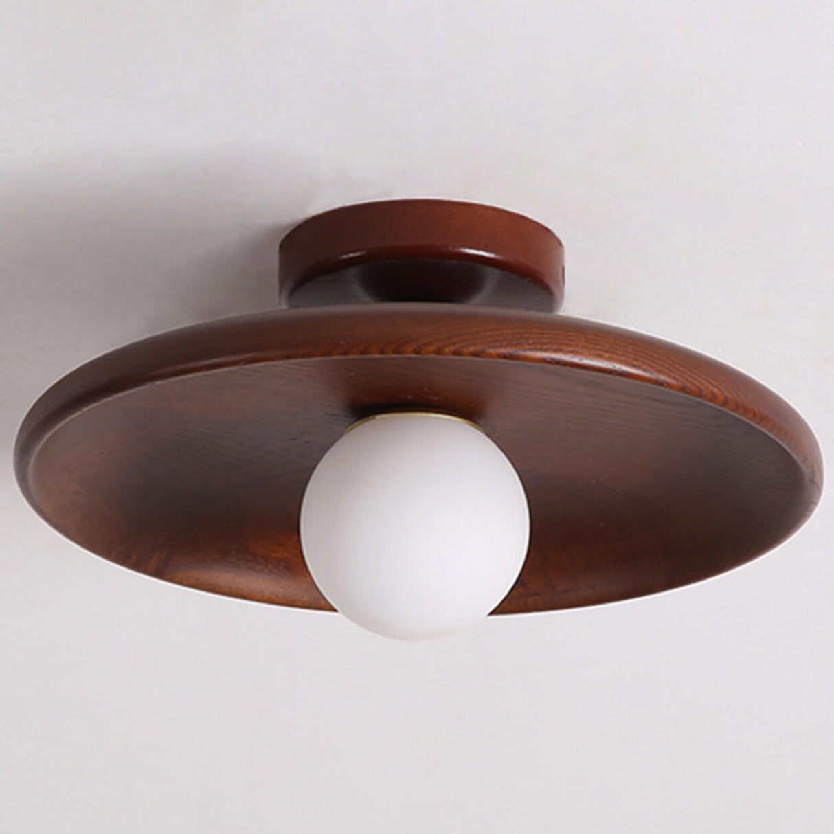 Hallway Walnut Solid Wood Semi-Flush Mount Ceiling Lamp Image - 8