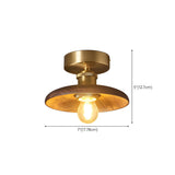 Hallway 	Walnut Wood Gold Cone Semi-Flush Mount Light #size