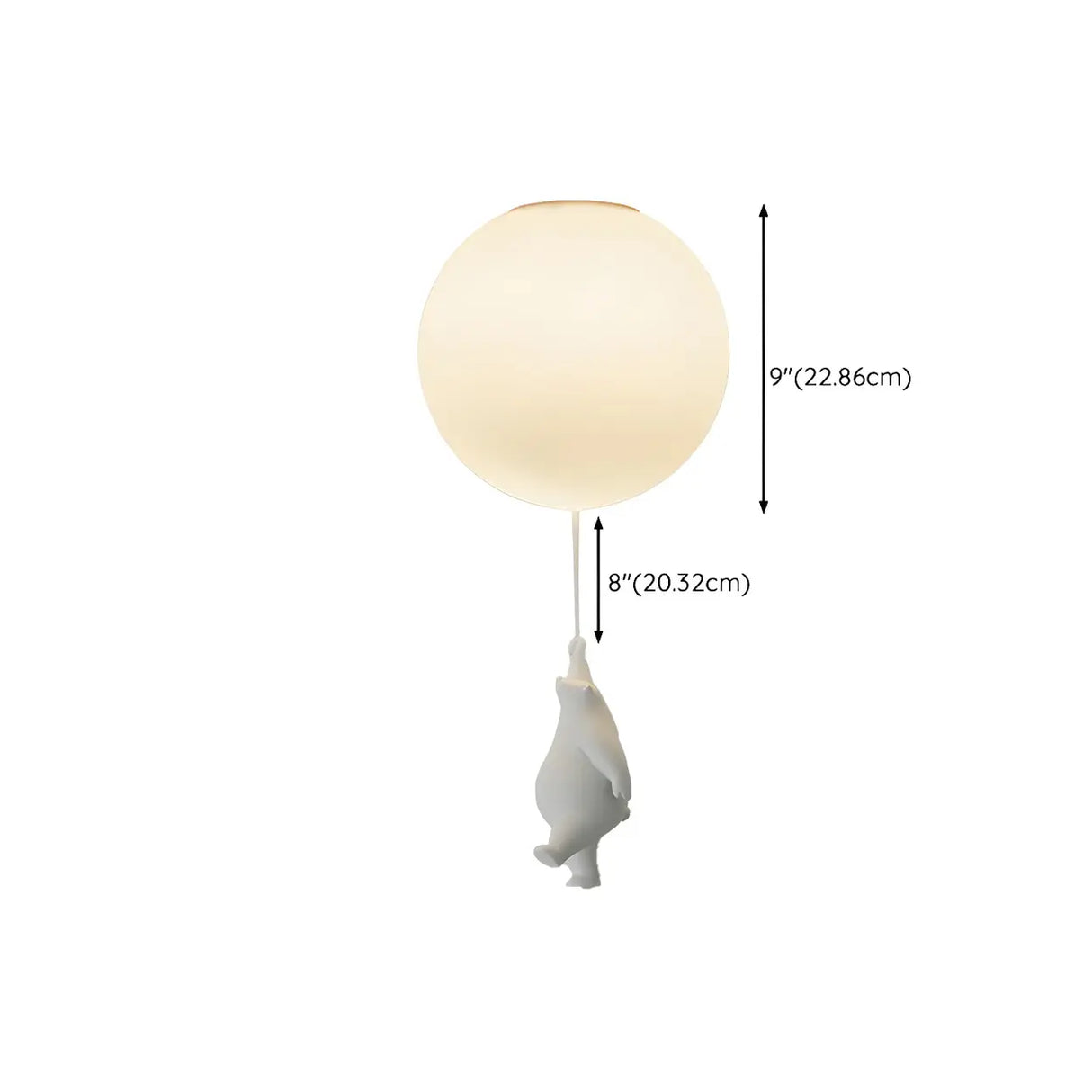 Hallway White Ball Hanging Bear Glass Flush Mount Light Image - 14