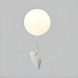 Hallway White Ball Hanging Bear Glass Flush Mount Light Image - 4