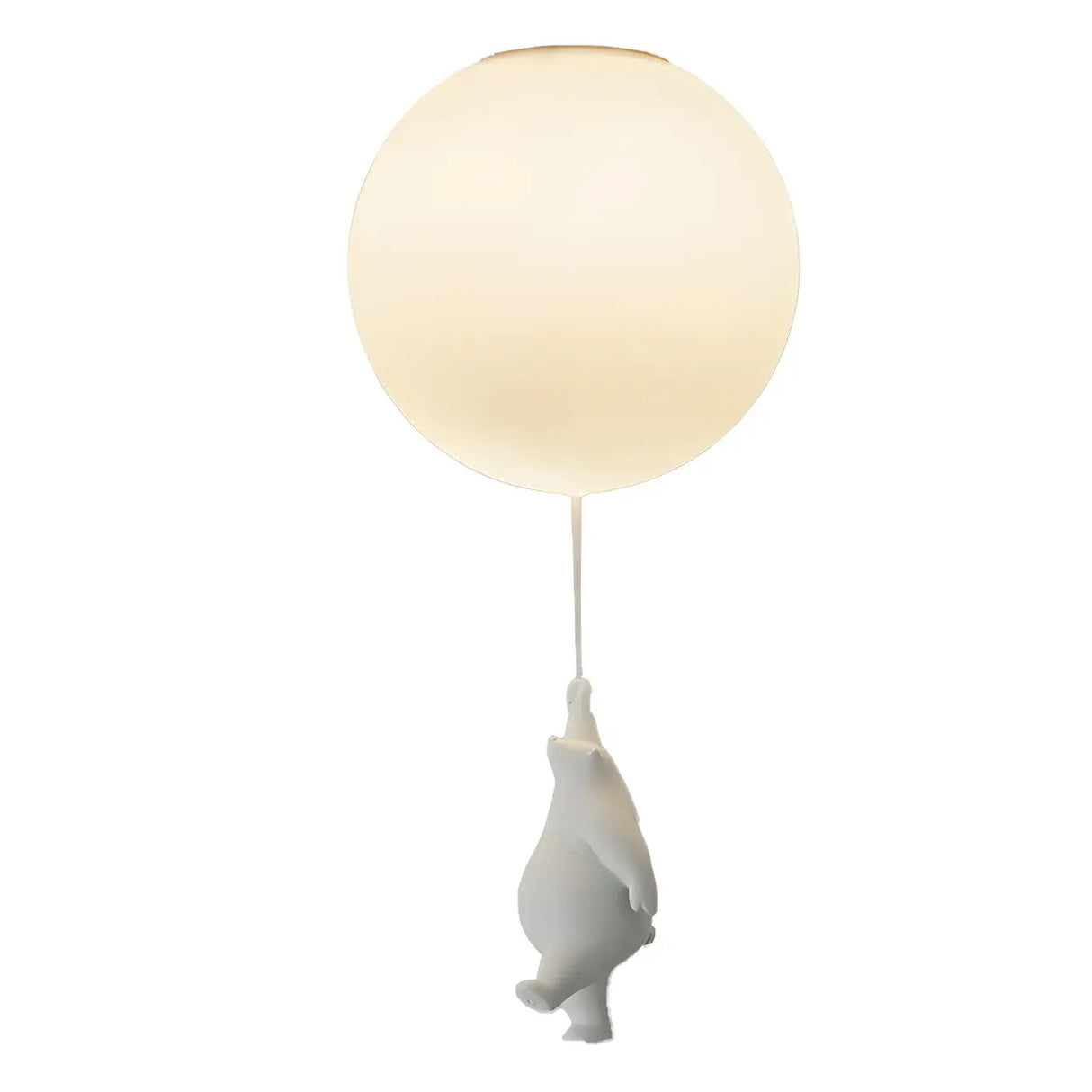 Hallway White Ball Hanging Bear Glass Flush Mount Light Image - 5