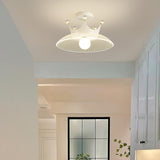 Hallway White Crown Barn Semi-Flush Mount Ceiling Light Image - 13