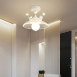 Hallway White Crown Barn Semi-Flush Mount Ceiling Light Image - 14