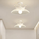 Hallway White Crown Barn Semi-Flush Mount Ceiling Light Image - 4