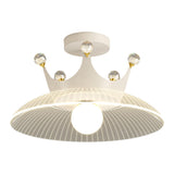 Hallway White Crown Barn Semi-Flush Mount Ceiling Light Image - 5