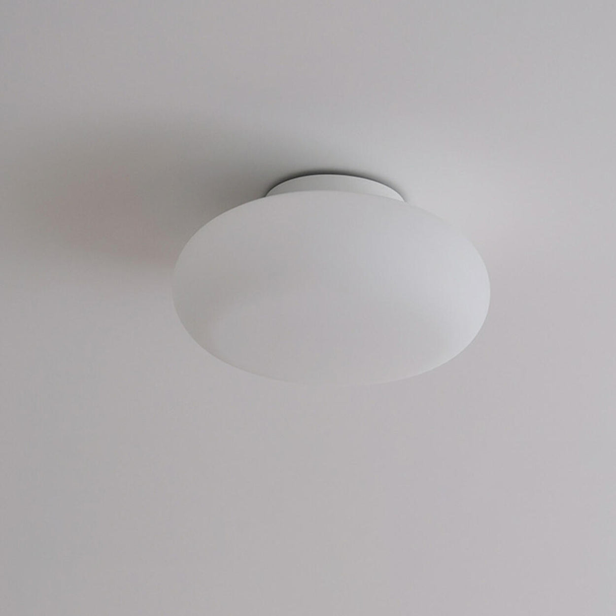 Hallway White Drum LED Semi-Flush Mount Ceiling Light Image - 10