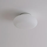 Hallway White Drum LED Semi-Flush Mount Ceiling Light Image - 10