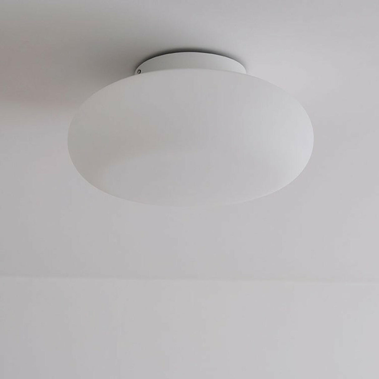 Hallway White Drum LED Semi-Flush Mount Ceiling Light Image - 11