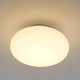 Hallway White Drum LED Semi-Flush Mount Ceiling Light Image - 15