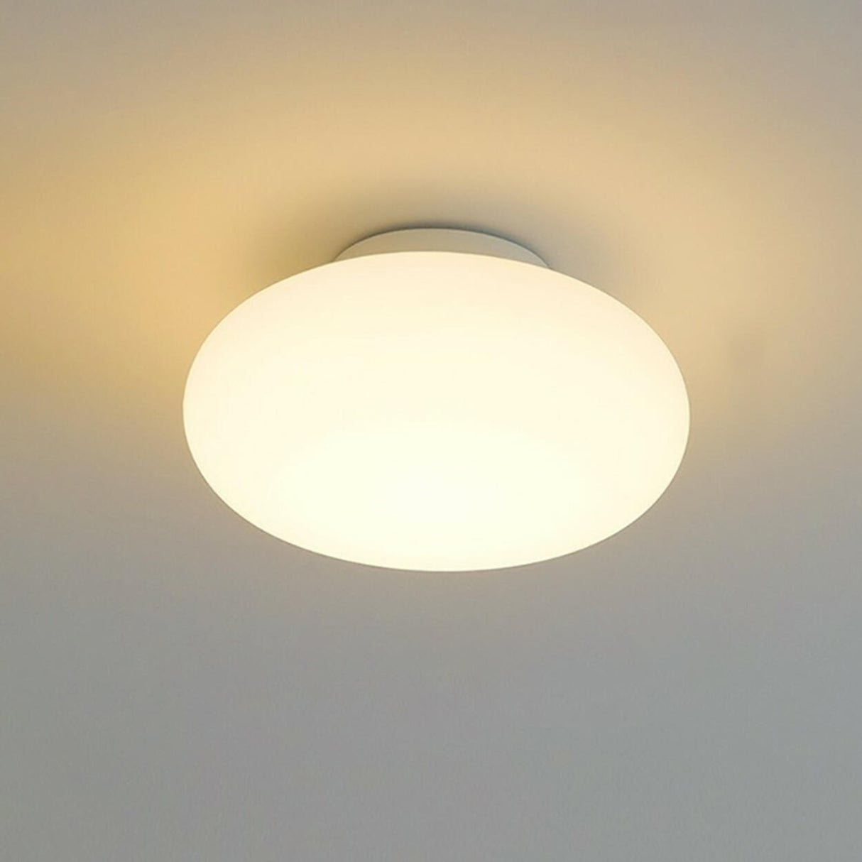 Hallway White Drum LED Semi-Flush Mount Ceiling Light Image - 2