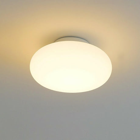 Hallway White Drum LED Semi-Flush Mount Ceiling Light Image - 2