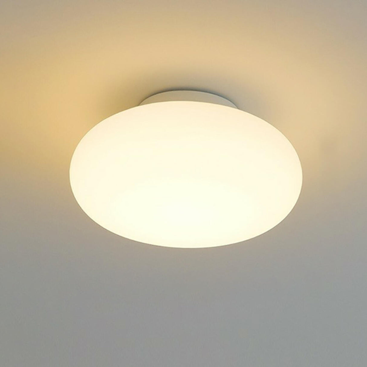 Hallway White Drum LED Semi-Flush Mount Ceiling Light Image - 3