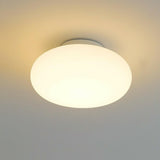 Hallway White Drum LED Semi-Flush Mount Ceiling Light Image - 3