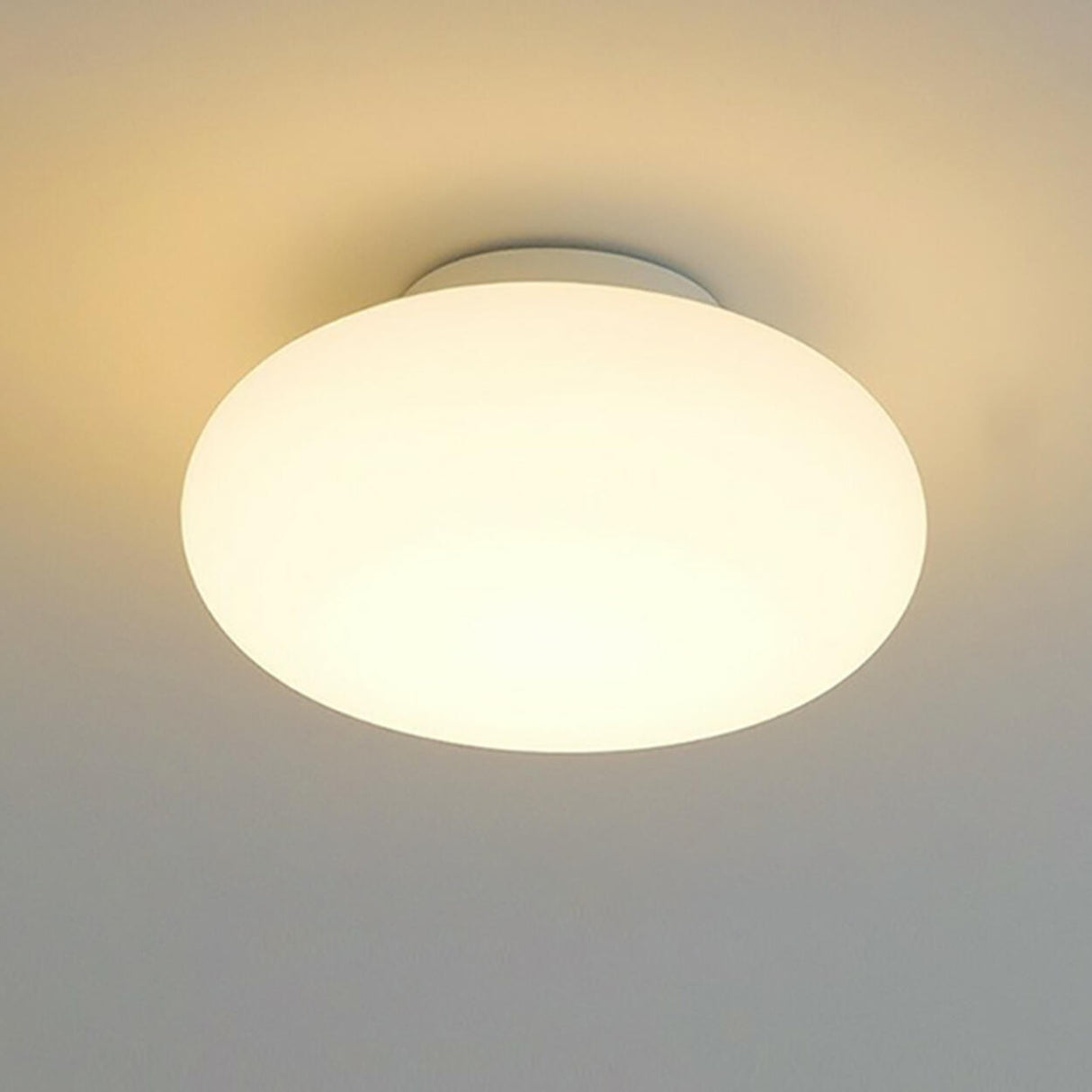 Hallway White Drum LED Semi-Flush Mount Ceiling Light Image - 5