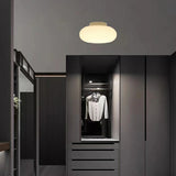 Hallway White Drum LED Semi-Flush Mount Ceiling Light Image - 6