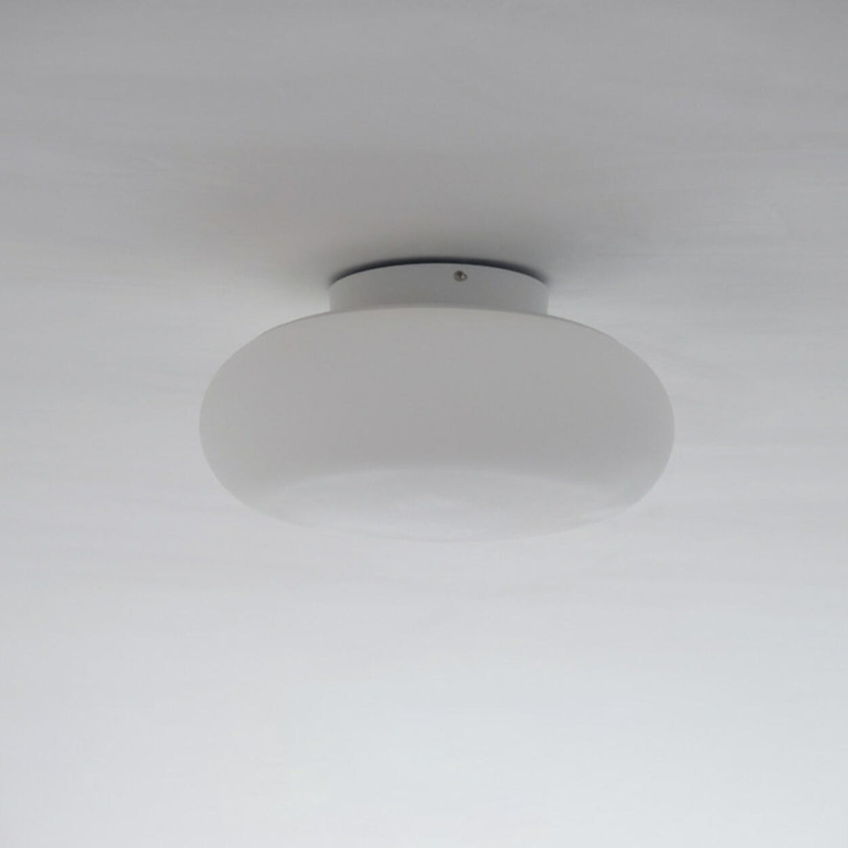 Hallway White Drum LED Semi-Flush Mount Ceiling Light Image - 9