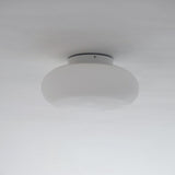 Hallway White Drum LED Semi-Flush Mount Ceiling Light Image - 9