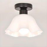 Hallway White Flower Semi-Flush Mount Ceiling Lamp Image - 10