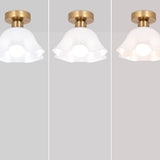 Hallway White Flower Semi-Flush Mount Ceiling Lamp Image - 13