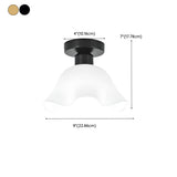 Hallway White Flower Semi-Flush Mount Ceiling Lamp #size