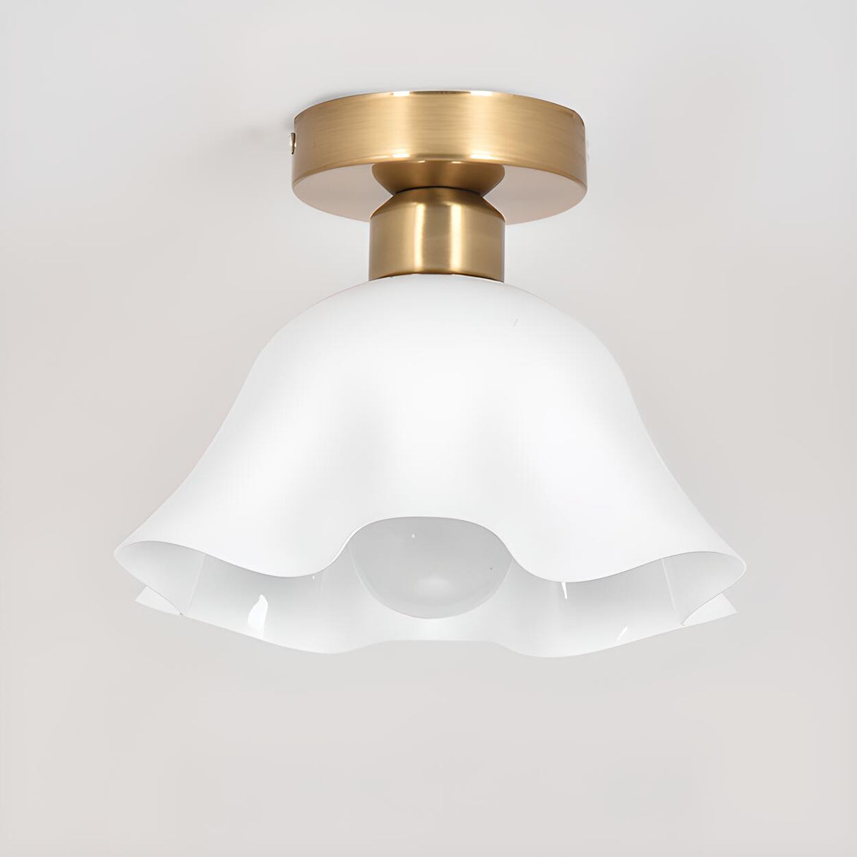 Hallway White Flower Semi-Flush Mount Ceiling Lamp Image - 7