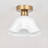 Hallway White Flower Semi-Flush Mount Ceiling Lamp Image - 7