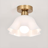 Hallway White Flower Semi-Flush Mount Ceiling Lamp Image - 8