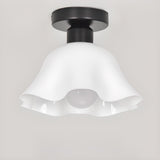 Hallway White Flower Semi-Flush Mount Ceiling Lamp Image - 9